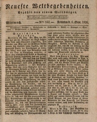 Neueste Weltbegebenheiten (Kemptner Zeitung) Mittwoch 6. September 1826