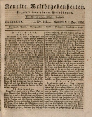 Neueste Weltbegebenheiten (Kemptner Zeitung) Samstag 9. September 1826