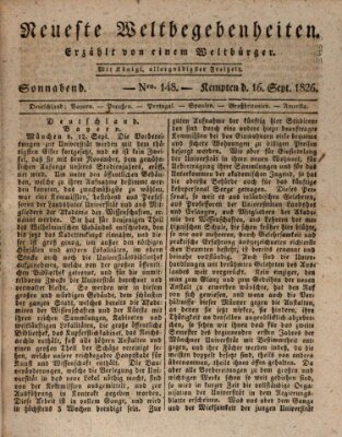 Neueste Weltbegebenheiten (Kemptner Zeitung) Samstag 16. September 1826