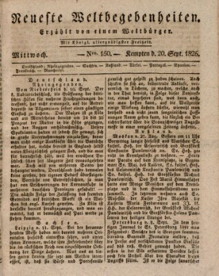 Neueste Weltbegebenheiten (Kemptner Zeitung) Mittwoch 20. September 1826