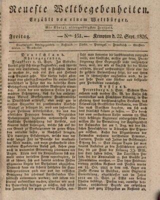 Neueste Weltbegebenheiten (Kemptner Zeitung) Freitag 22. September 1826