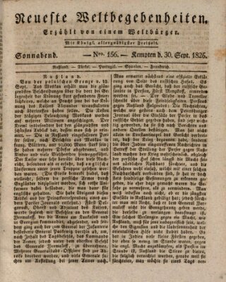 Neueste Weltbegebenheiten (Kemptner Zeitung) Samstag 30. September 1826