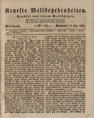 Neueste Weltbegebenheiten (Kemptner Zeitung) Mittwoch 11. Oktober 1826