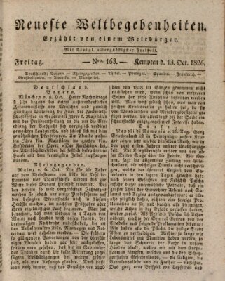 Neueste Weltbegebenheiten (Kemptner Zeitung) Freitag 13. Oktober 1826