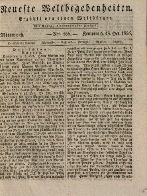 Neueste Weltbegebenheiten (Kemptner Zeitung) Mittwoch 18. Oktober 1826