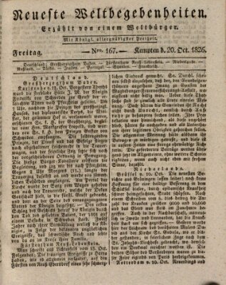 Neueste Weltbegebenheiten (Kemptner Zeitung) Freitag 20. Oktober 1826