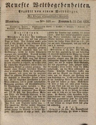 Neueste Weltbegebenheiten (Kemptner Zeitung) Montag 23. Oktober 1826