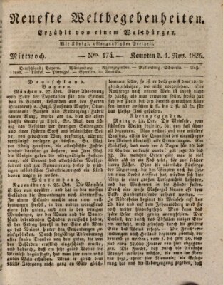 Neueste Weltbegebenheiten (Kemptner Zeitung) Mittwoch 1. November 1826