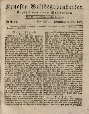 Neueste Weltbegebenheiten (Kemptner Zeitung) Freitag 3. November 1826