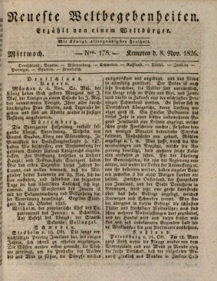 Neueste Weltbegebenheiten (Kemptner Zeitung) Mittwoch 8. November 1826