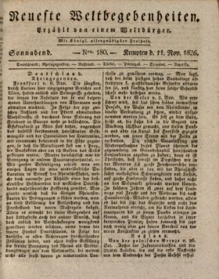 Neueste Weltbegebenheiten (Kemptner Zeitung) Samstag 11. November 1826