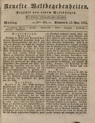 Neueste Weltbegebenheiten (Kemptner Zeitung) Montag 13. November 1826