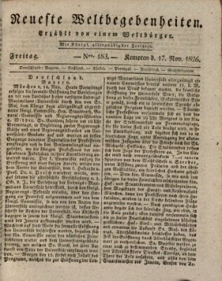 Neueste Weltbegebenheiten (Kemptner Zeitung) Freitag 17. November 1826