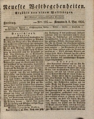 Neueste Weltbegebenheiten (Kemptner Zeitung) Freitag 8. Dezember 1826