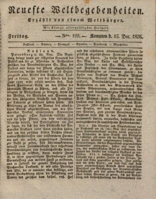 Neueste Weltbegebenheiten (Kemptner Zeitung) Freitag 15. Dezember 1826