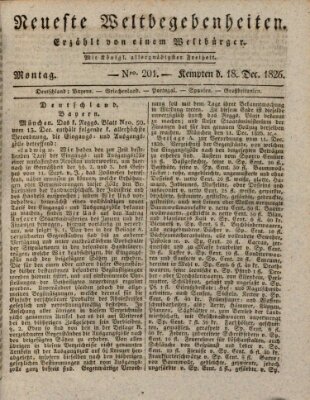 Neueste Weltbegebenheiten (Kemptner Zeitung) Montag 18. Dezember 1826