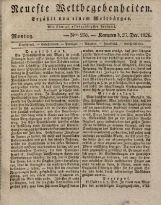 Neueste Weltbegebenheiten (Kemptner Zeitung) Montag 25. Dezember 1826