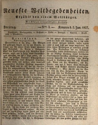 Neueste Weltbegebenheiten (Kemptner Zeitung) Freitag 5. Januar 1827