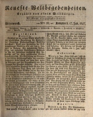 Neueste Weltbegebenheiten (Kemptner Zeitung) Mittwoch 17. Januar 1827