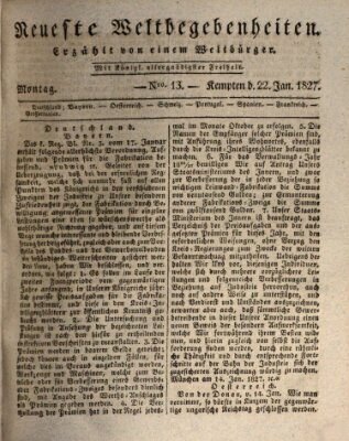 Neueste Weltbegebenheiten (Kemptner Zeitung) Montag 22. Januar 1827