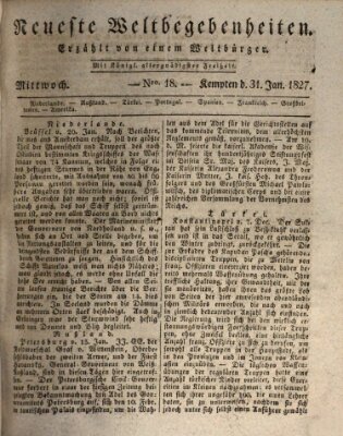 Neueste Weltbegebenheiten (Kemptner Zeitung) Mittwoch 31. Januar 1827