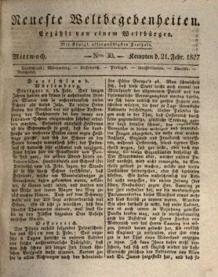 Neueste Weltbegebenheiten (Kemptner Zeitung) Mittwoch 21. Februar 1827