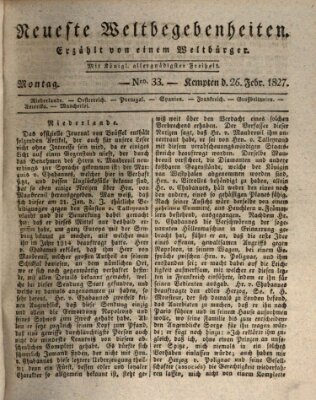 Neueste Weltbegebenheiten (Kemptner Zeitung) Montag 26. Februar 1827