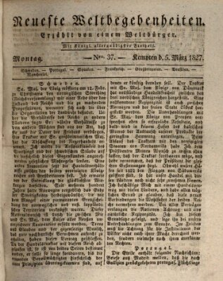 Neueste Weltbegebenheiten (Kemptner Zeitung) Montag 5. März 1827