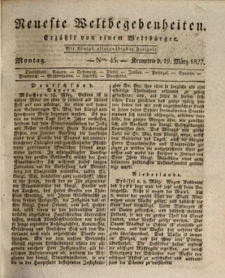 Neueste Weltbegebenheiten (Kemptner Zeitung) Montag 19. März 1827