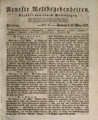 Neueste Weltbegebenheiten (Kemptner Zeitung) Freitag 23. März 1827