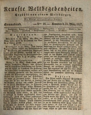 Neueste Weltbegebenheiten (Kemptner Zeitung) Samstag 24. März 1827