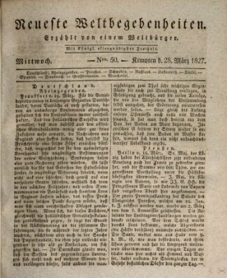 Neueste Weltbegebenheiten (Kemptner Zeitung) Mittwoch 28. März 1827