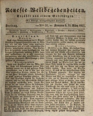 Neueste Weltbegebenheiten (Kemptner Zeitung) Freitag 30. März 1827