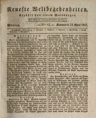 Neueste Weltbegebenheiten (Kemptner Zeitung) Montag 23. April 1827