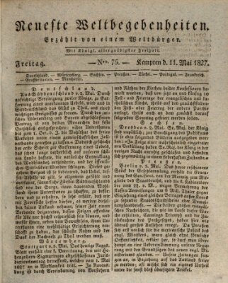 Neueste Weltbegebenheiten (Kemptner Zeitung) Freitag 11. Mai 1827