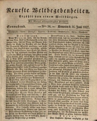 Neueste Weltbegebenheiten (Kemptner Zeitung) Samstag 16. Juni 1827