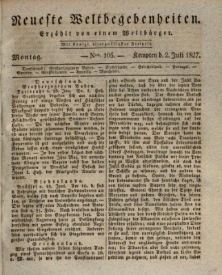 Neueste Weltbegebenheiten (Kemptner Zeitung) Montag 2. Juli 1827