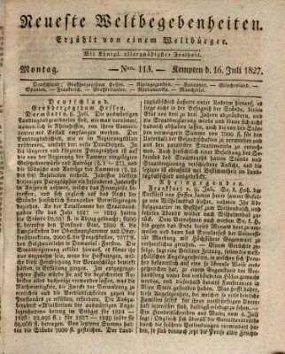 Neueste Weltbegebenheiten (Kemptner Zeitung) Montag 16. Juli 1827