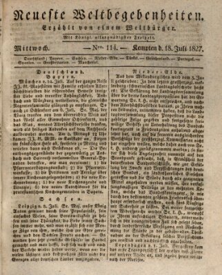 Neueste Weltbegebenheiten (Kemptner Zeitung) Mittwoch 18. Juli 1827