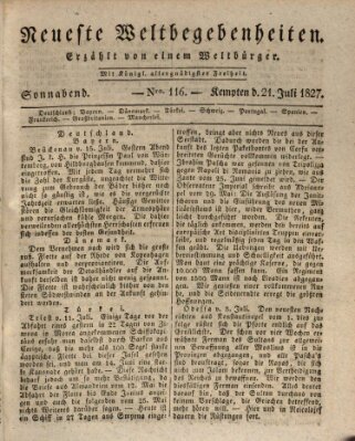 Neueste Weltbegebenheiten (Kemptner Zeitung) Samstag 21. Juli 1827