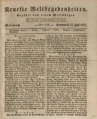 Neueste Weltbegebenheiten (Kemptner Zeitung) Mittwoch 25. Juli 1827