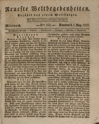 Neueste Weltbegebenheiten (Kemptner Zeitung) Mittwoch 1. August 1827