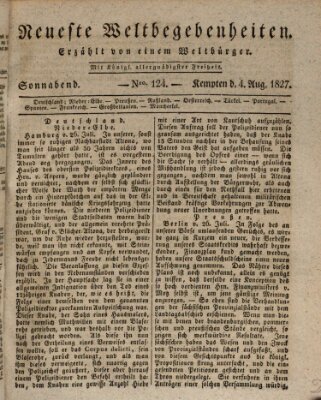 Neueste Weltbegebenheiten (Kemptner Zeitung) Samstag 4. August 1827