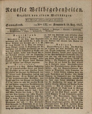 Neueste Weltbegebenheiten (Kemptner Zeitung) Samstag 18. August 1827