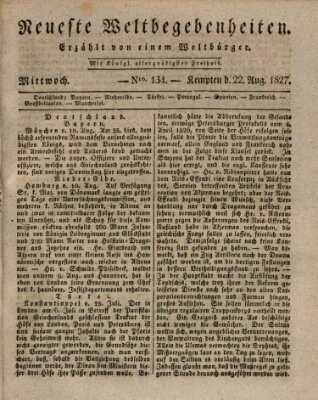 Neueste Weltbegebenheiten (Kemptner Zeitung) Mittwoch 22. August 1827