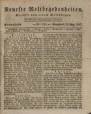 Neueste Weltbegebenheiten (Kemptner Zeitung) Samstag 25. August 1827