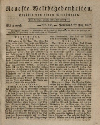 Neueste Weltbegebenheiten (Kemptner Zeitung) Mittwoch 29. August 1827