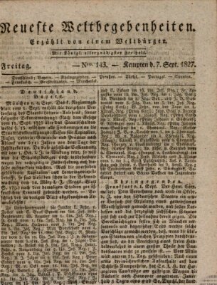 Neueste Weltbegebenheiten (Kemptner Zeitung) Freitag 7. September 1827