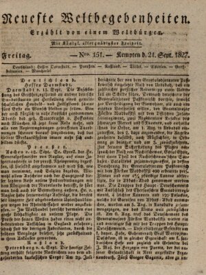 Neueste Weltbegebenheiten (Kemptner Zeitung) Freitag 21. September 1827