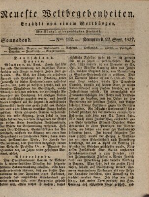 Neueste Weltbegebenheiten (Kemptner Zeitung) Samstag 22. September 1827